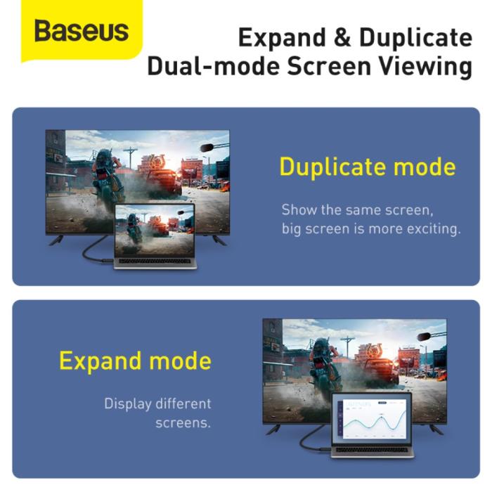 Bild 4, Baseus 5m 4K HD HDMI - HDMI Kabel Svart