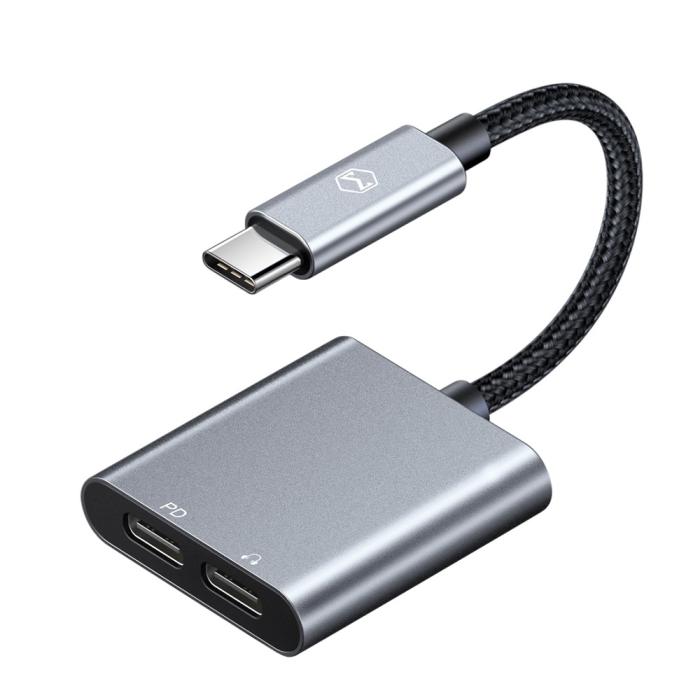 Bild 1, Mcdodo PD 60W USB-C Splitter Ljudadapter, DAC Grå