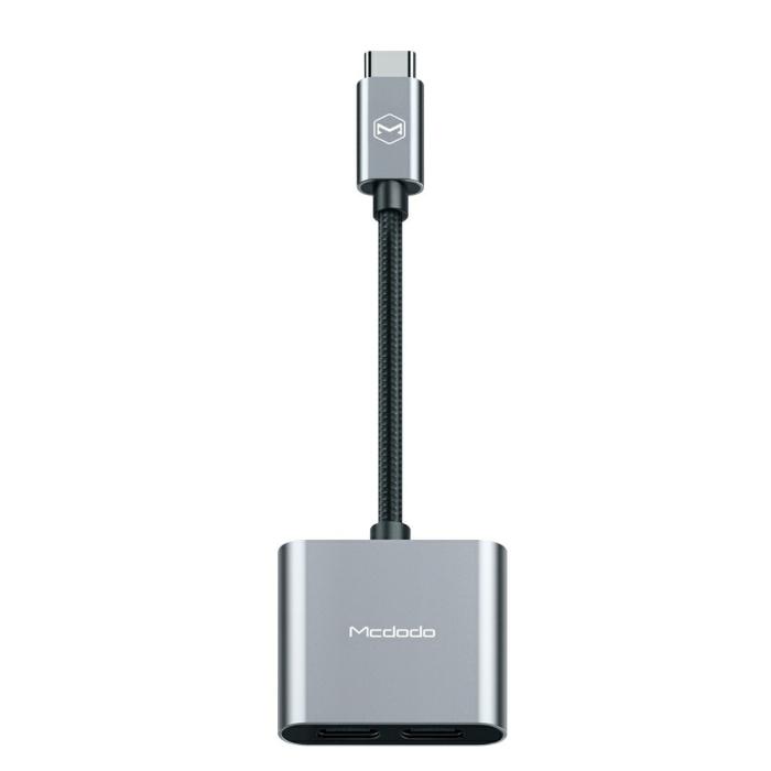 Bild 2, Mcdodo PD 60W USB-C Splitter Ljudadapter, DAC Grå