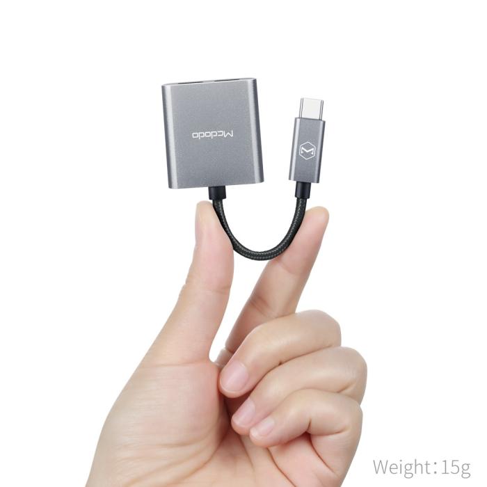 Bild 4, Mcdodo PD 60W USB-C Splitter Ljudadapter, DAC Grå