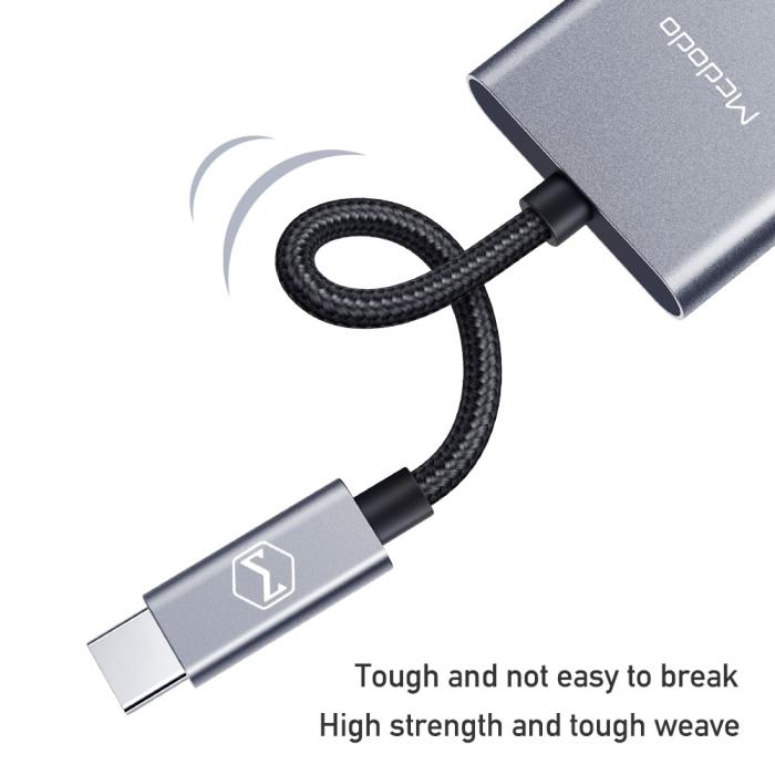 Bild 5, Mcdodo PD 60W USB-C Splitter Ljudadapter, DAC Grå