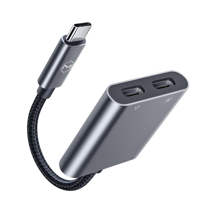 Bild 6, Mcdodo PD 60W USB-C Splitter Ljudadapter, DAC Grå