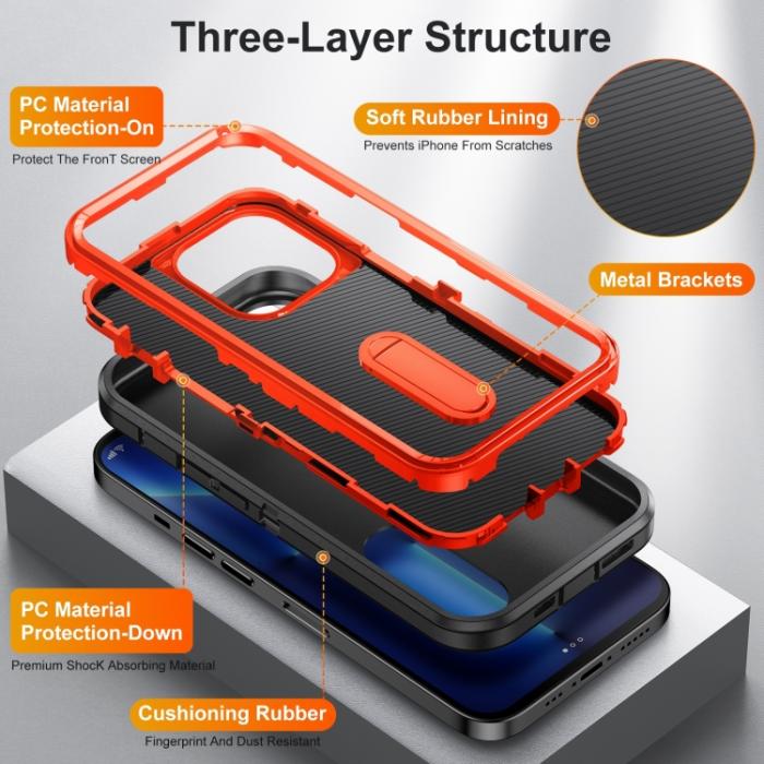 Bild 4, iPhone 14 Pro Max Skal 3in1 Shockproof Xtreme Svart/Orange