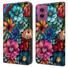 Motorola Moto G55 5G Fodral L&auml;der Blommor