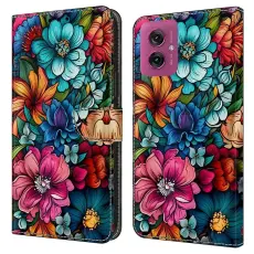 Motorola Moto G55 5G Fodral L&auml;der Blommor