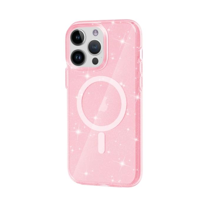 Bild 4, iPhone 15 Pro Skal MagSafe Glitter Hybrid Rosa