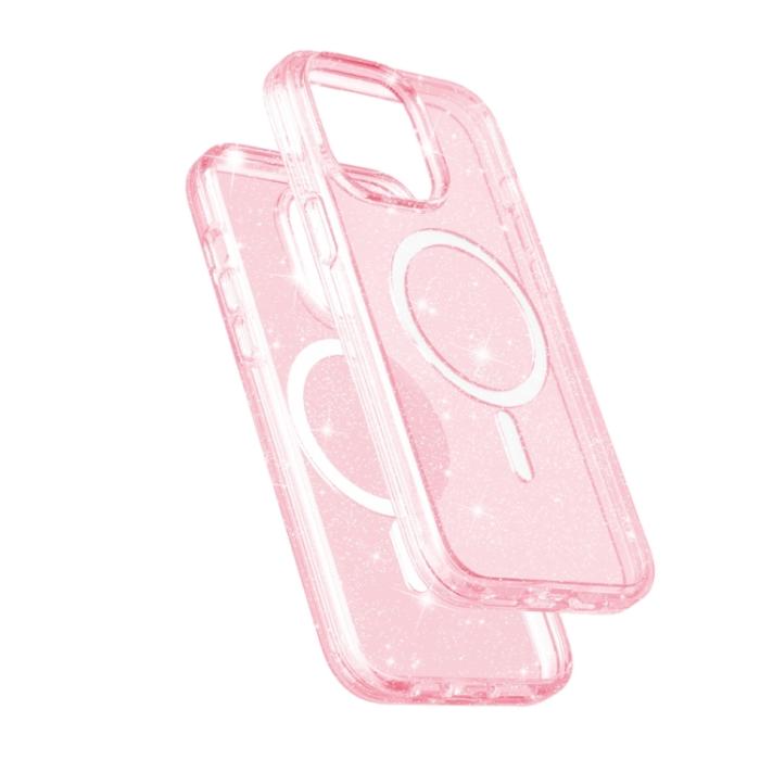 Bild 5, iPhone 15 Pro Skal MagSafe Glitter Hybrid Rosa