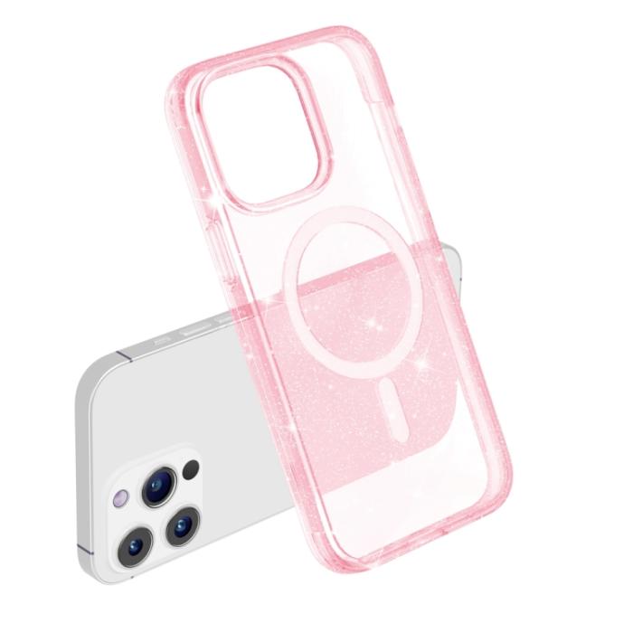 Bild 6, iPhone 15 Pro Skal MagSafe Glitter Hybrid Rosa