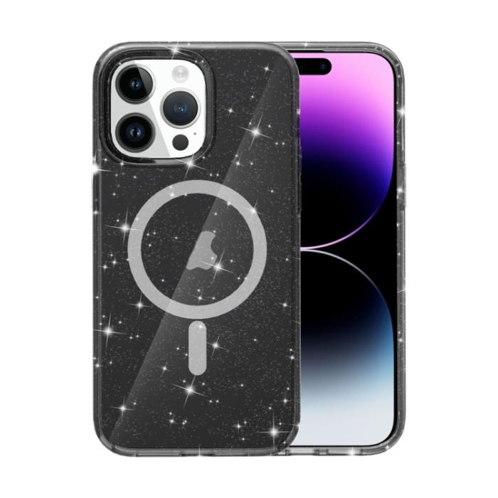 Bild 1, iPhone 15 Pro Skal MagSafe Glitter Hybrid Svart