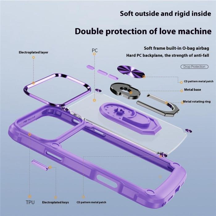 Bild 4, iPhone 17 Pro Skal Shockproof Ring Hybrid Lila