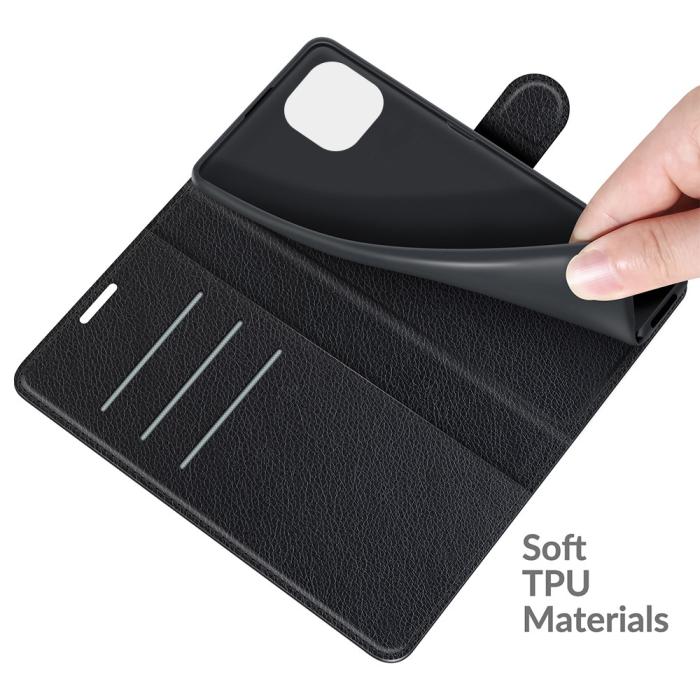 Bild 4, Xiaomi Mi 11 Lite - Litchi Läder Fodral - Svart