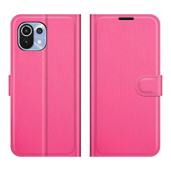 Bild 1, Xiaomi Mi 11 Lite - Litchi Läder Fodral - Rosa