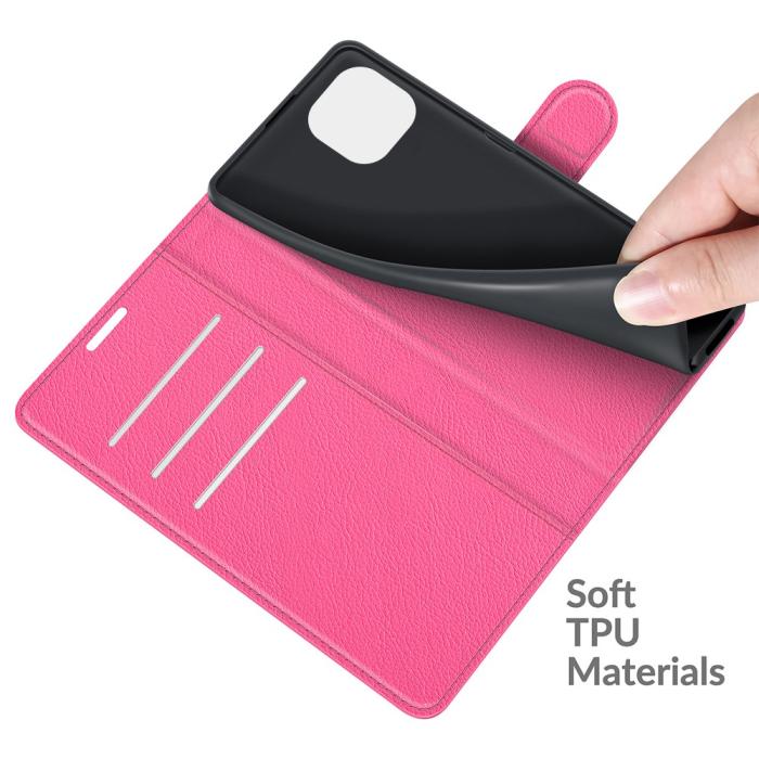 Bild 4, Xiaomi Mi 11 Lite - Litchi Läder Fodral - Rosa