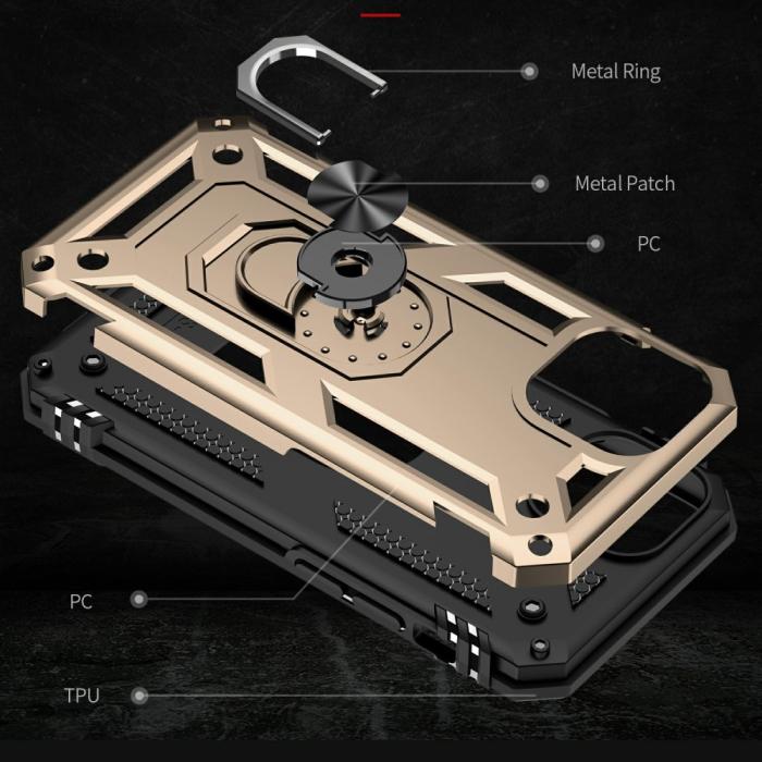 Bild 6, iPhone 13 Mini - Shockproof Hybrid Ring Skal - Guld