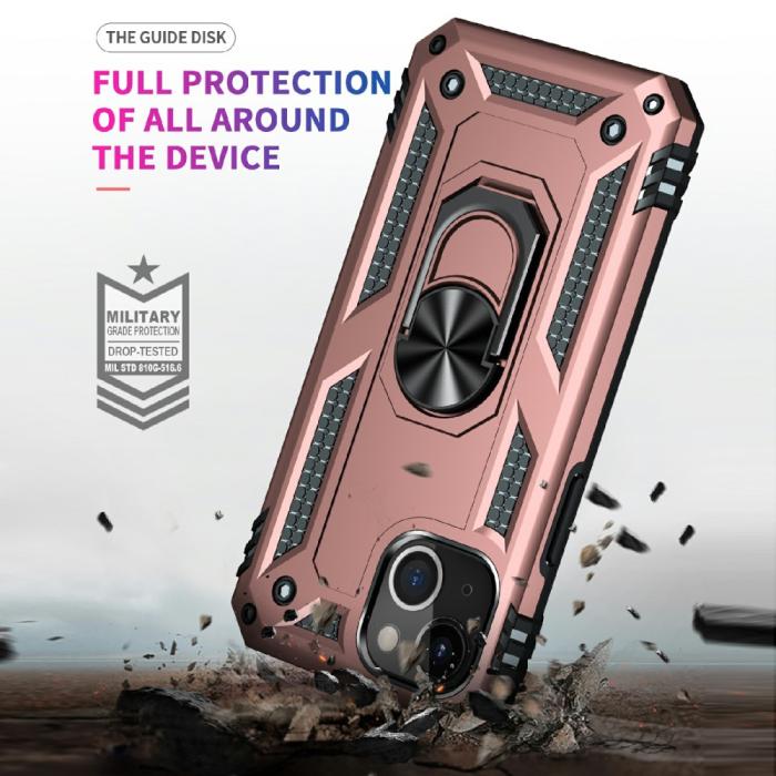 Bild 4, iPhone 13 Mini - Shockproof Hybrid Ring Skal - Roséguld