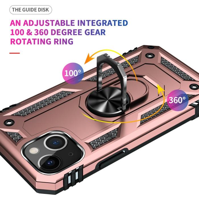 Bild 5, iPhone 13 Mini - Shockproof Hybrid Ring Skal - Roséguld