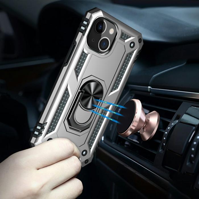 Bild 3, iPhone 13 Mini - Shockproof Hybrid Ring Skal - Silver