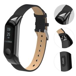 Äkta Läder Armband Xiaomi Mi Band 4 - Svart