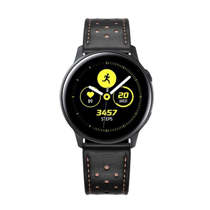 Bild 4, Äkta Läder Armband För Smartwatch - Svart (20 mm)