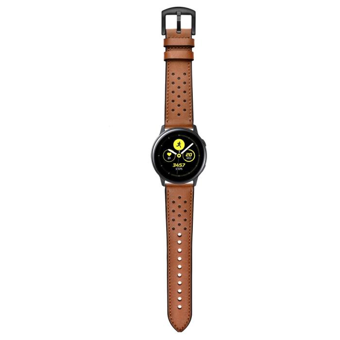 Bild 3, Äkta Läder Armband För Smartwatch - Brun (20 mm)