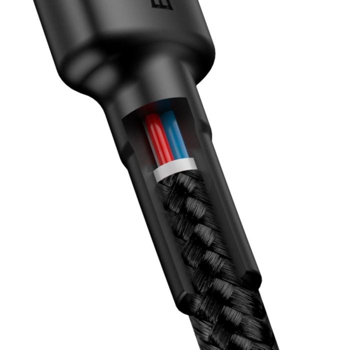 Bild 4, BASEUS 60W 2m Type-C PD Flätad Nylon Kabel - Svart/Röd