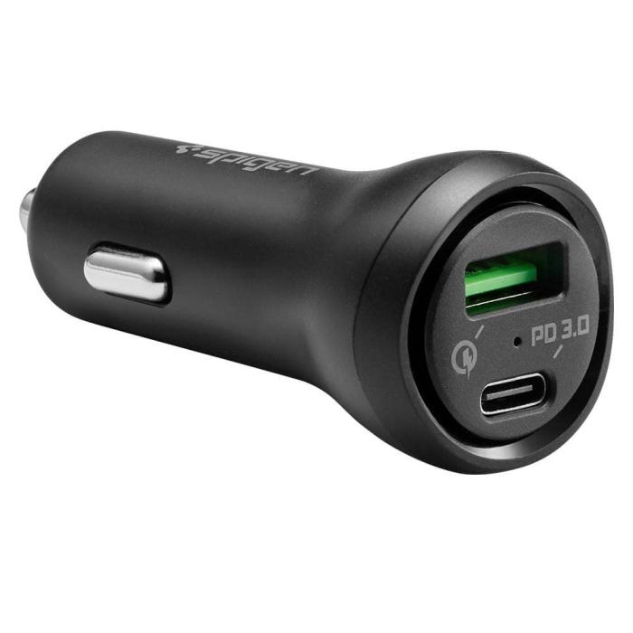Bild 1, Spigen 27W PD/QC 2-Port Billaddare SteadiBoost Svart