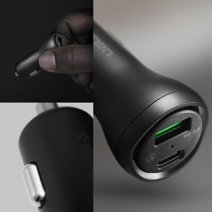 Bild 2, Spigen 27W PD/QC 2-Port Billaddare SteadiBoost Svart