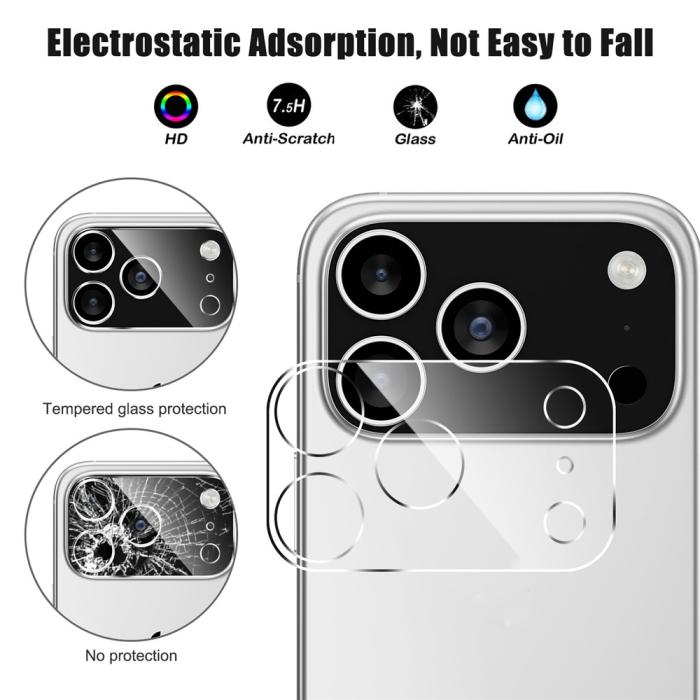 Bild 3, iPhone 17 Pro Linsskydd Härdat Glas Transparent