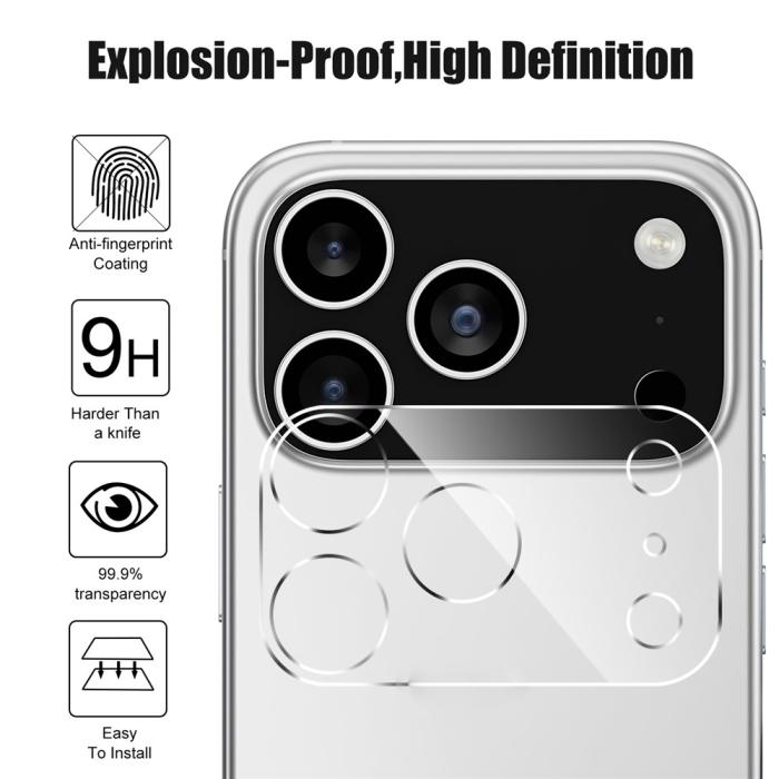 Bild 4, iPhone 17 Pro Linsskydd Härdat Glas Transparent
