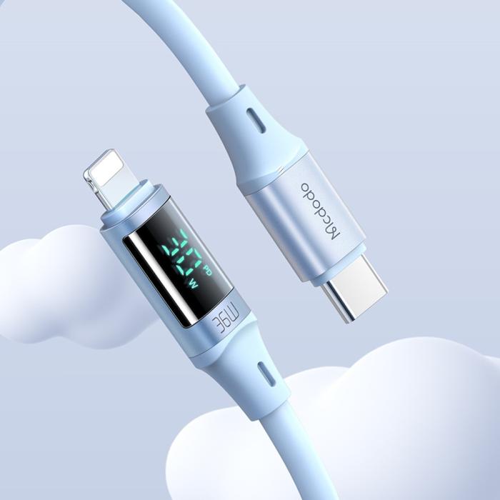 Bild 5, Mcdodo 36W 1.8m PD USB-C - Lightning LED Silikon Kabel Lila