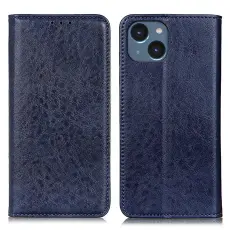 iPhone 15 Fodral Crazy Horse Flip Läder Blå