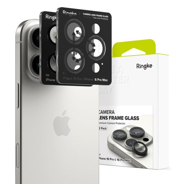 Bild 1, Ringke iPhone 16 Pro / 16 Pro Max 2-PACK Linsskydd Svart