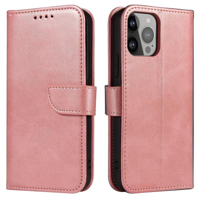Bild 1, iPhone 13 Pro Plånboksfodral Läder Roséguld