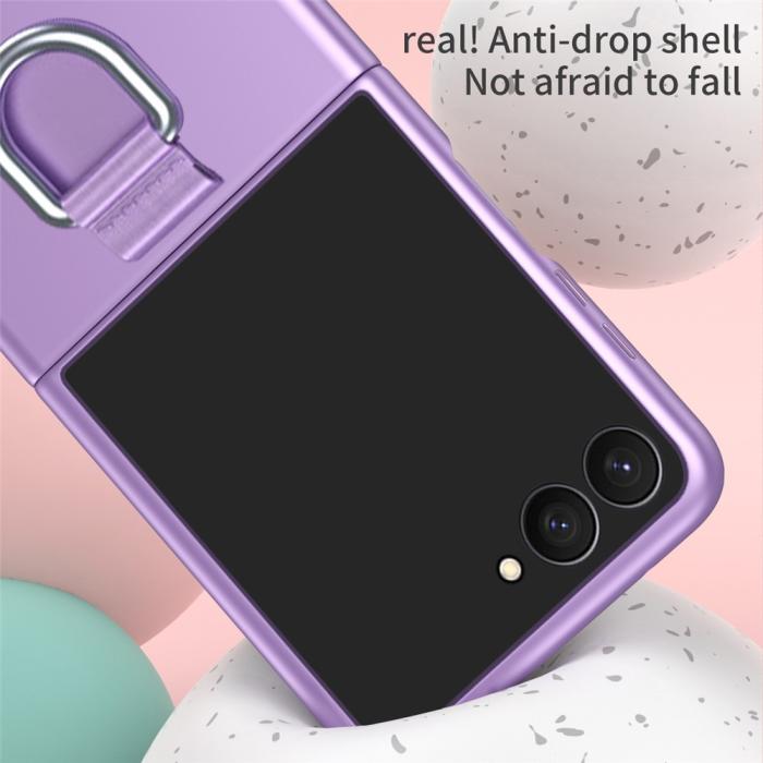 Bild 6, Samsung Galaxy Z Flip 8 Skal med Ringhållare Gummerad PC Rosa