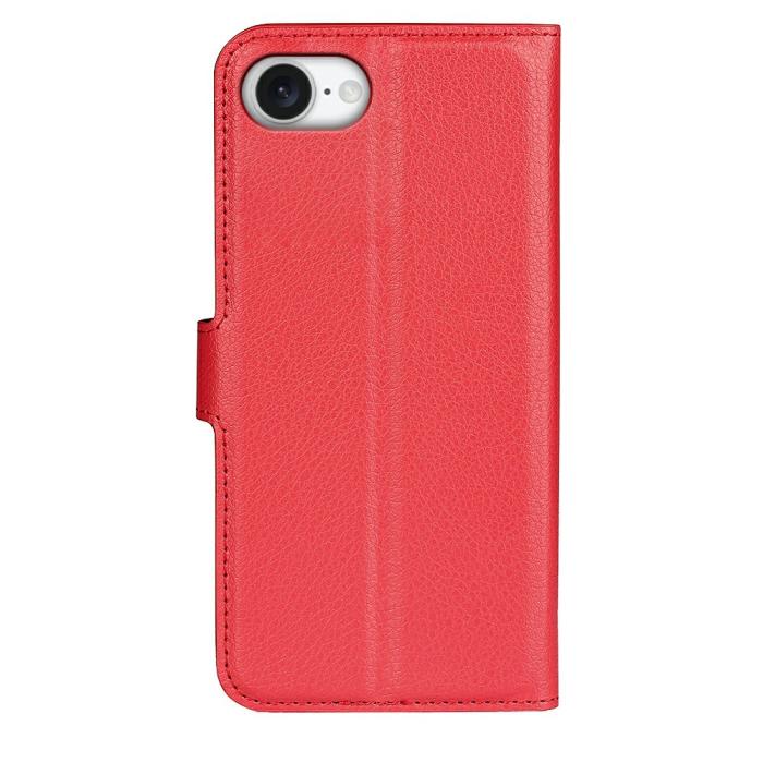 Bild 6, iPhone 17e / 16e Fodral Litchi Läder Röd