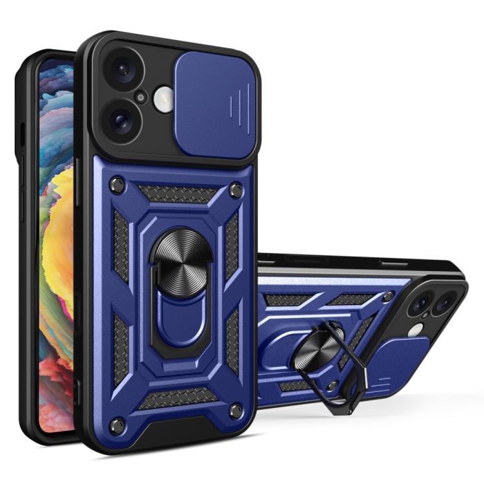 Bild 1, iPhone 16 Plus Skal CamShield Ring Hybrid Blå
