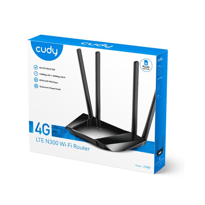 Bild 2, Cudy 4G Router LT400 Cat4 N300 Svart
