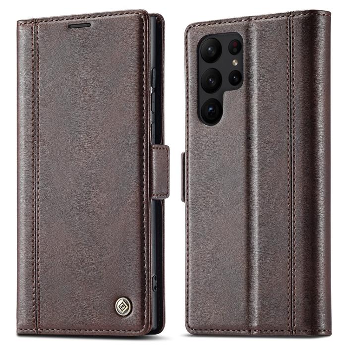 Bild 1, LC.IMEEKE Samsung Galaxy S23 Ultra Flip Fodral Läder Brun
