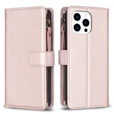 iPhone 15 Pro Fodral 9-Kort Multifunktionell Ros&eacute;guld