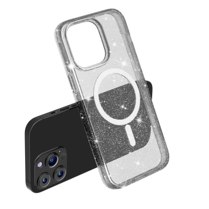 Bild 6, iPhone 15 Pro Skal MagSafe Glitter Hybrid Svart