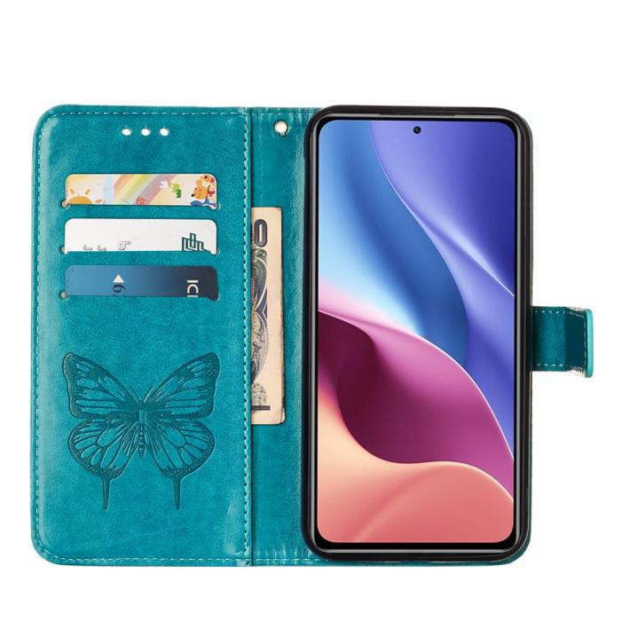 Bild 4, Xiaomi Mi 11i - Butterfly Läder Fodral - Blå