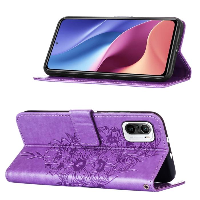 Bild 3, Xiaomi Mi 11i - Butterfly Läder Fodral - Ljus Lila