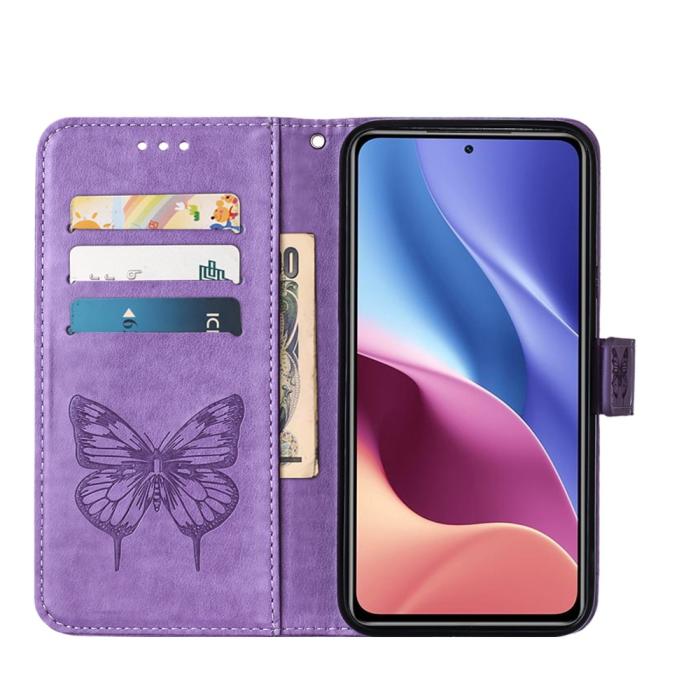 Bild 4, Xiaomi Mi 11i - Butterfly Läder Fodral - Ljus Lila