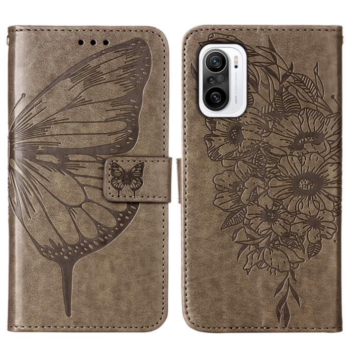 Bild 1, Xiaomi Mi 11i - Butterfly Läder Fodral - Grå