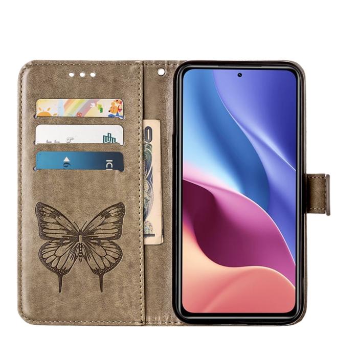 Bild 4, Xiaomi Mi 11i - Butterfly Läder Fodral - Grå