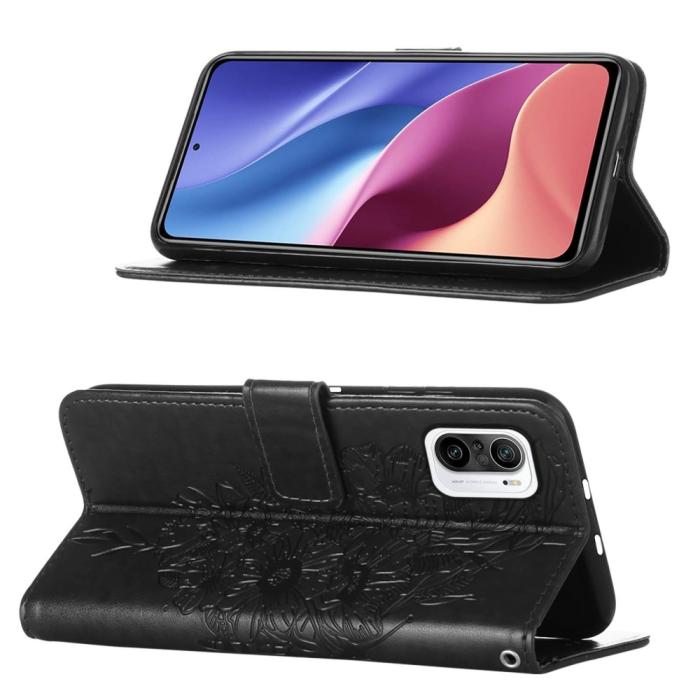 Bild 3, Xiaomi Mi 11i - Butterfly Läder Fodral - Svart