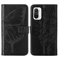 Xiaomi Mi 11i - Butterfly L&auml;der Fodral - Svart