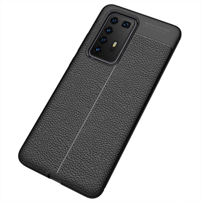 Bild 2, Huawei P40 Pro - Litchi Textur Skal - Svart