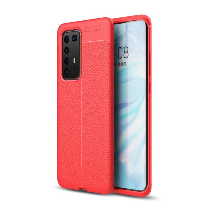 Bild 1, Huawei P40 Pro - Litchi Textur Skal - Röd