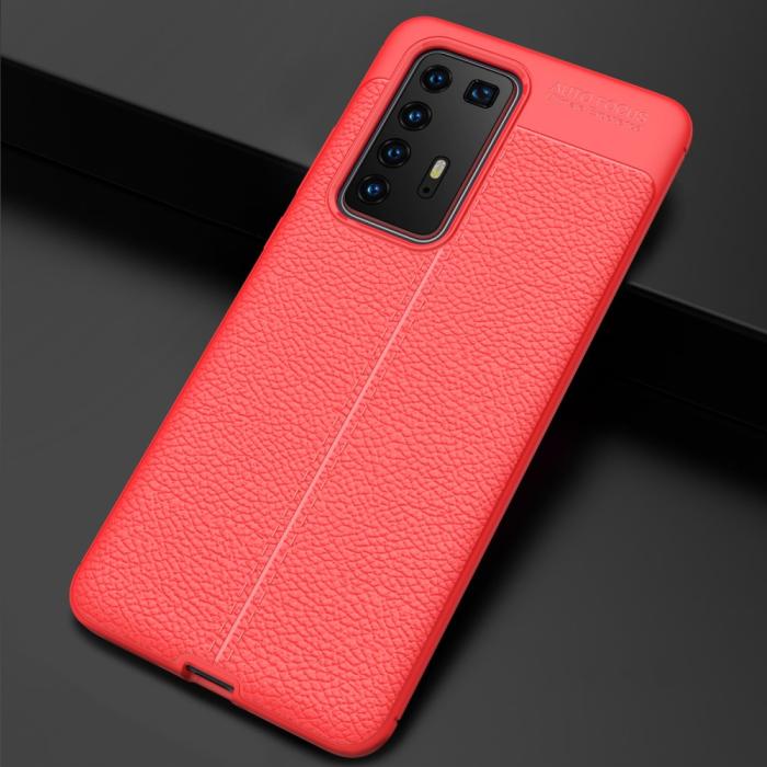 Bild 3, Huawei P40 Pro - Litchi Textur Skal - Röd
